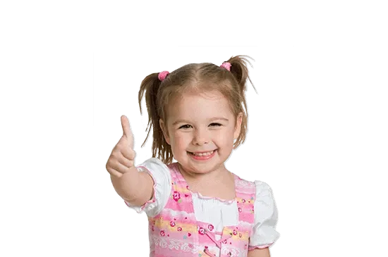 Meisje met duim omhoog.